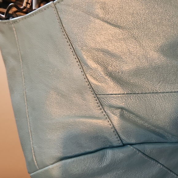 LEATHER Jacket Metalic Blue -Roaman's 16 NWT - Picture 5 of 11